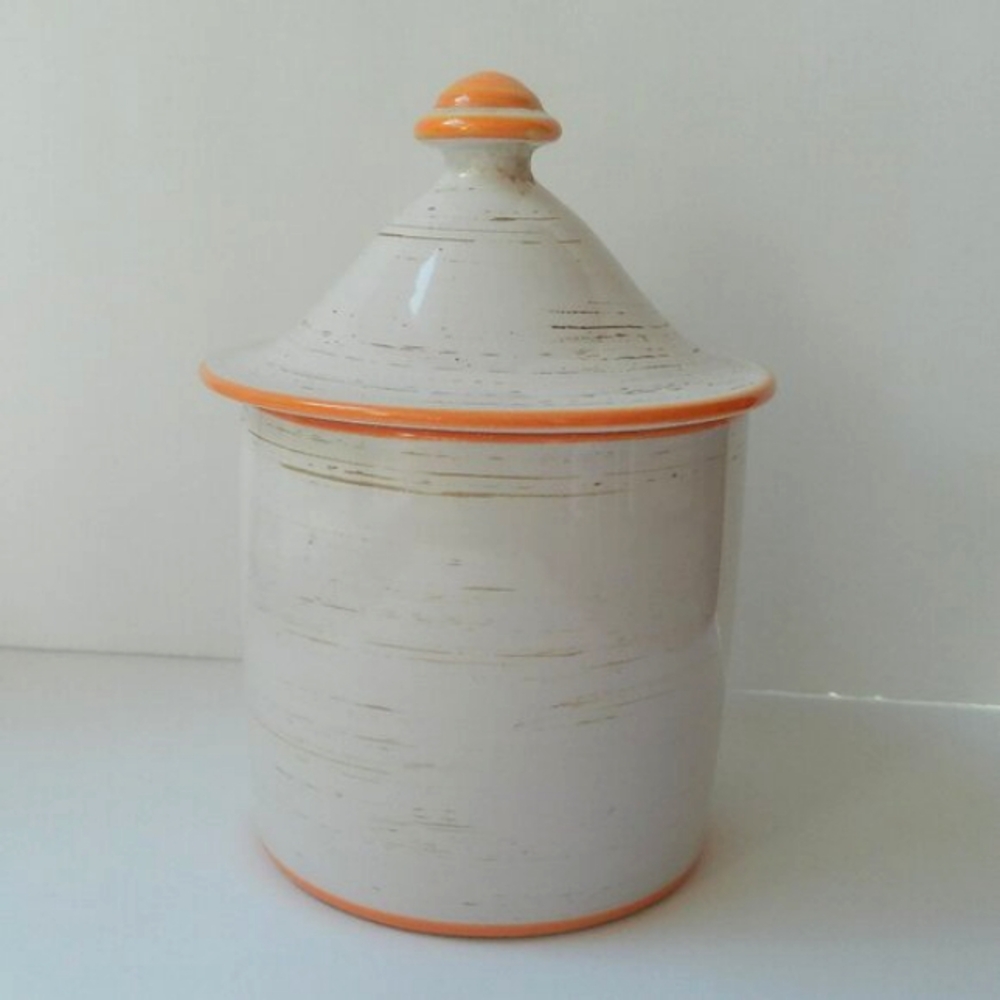 Made In Italy Ceramic Storage Container Limited Edition White Crested Cookie Jar - Picture 7 of 12